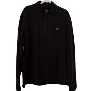 Timberland Pullover Mens 2XL Black Quarter Zip Fleece Waffle Knit Outdoor Hiking